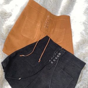 BNWOT Set of Two Faux Suede Skirts